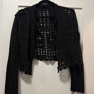 Black Crochet Cardigan